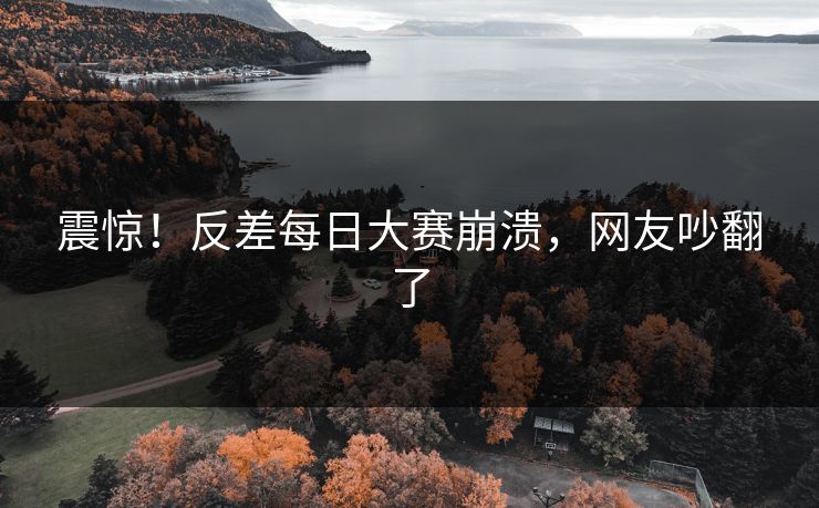 震惊！反差每日大赛崩溃，网友吵翻了