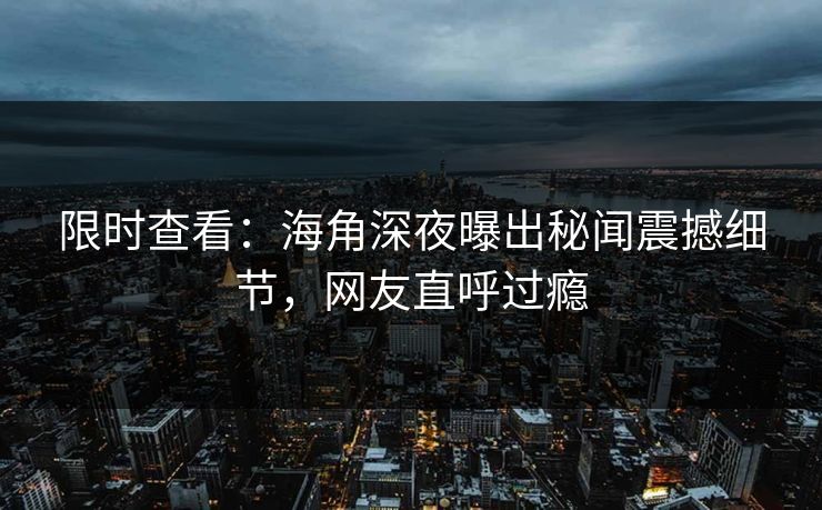 限时查看：海角深夜曝出秘闻震撼细节，网友直呼过瘾