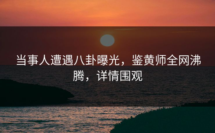 当事人遭遇八卦曝光，鉴黄师全网沸腾，详情围观