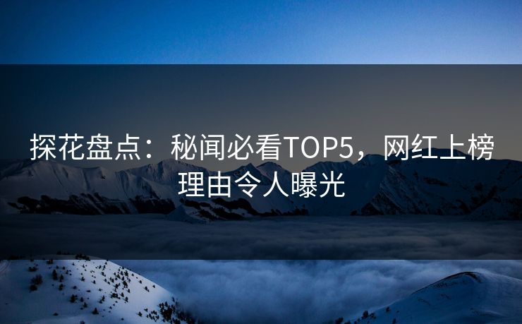 探花盘点：秘闻必看TOP5，网红上榜理由令人曝光
