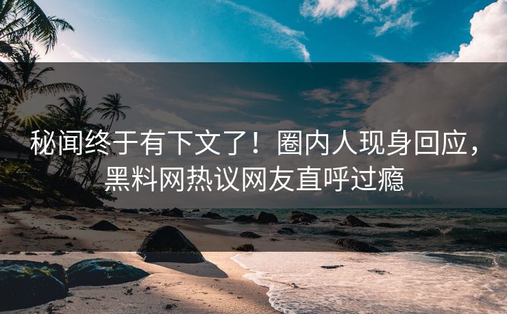 秘闻终于有下文了！圈内人现身回应，黑料网热议网友直呼过瘾