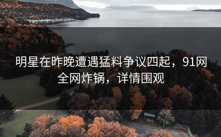 明星在昨晚遭遇猛料争议四起，91网全网炸锅，详情围观
