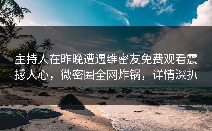 主持人在昨晚遭遇维密友免费观看震撼人心，微密圈全网炸锅，详情深扒