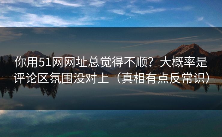 你用51网网址总觉得不顺？大概率是评论区氛围没对上（真相有点反常识）