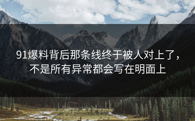 91爆料背后那条线终于被人对上了，不是所有异常都会写在明面上
